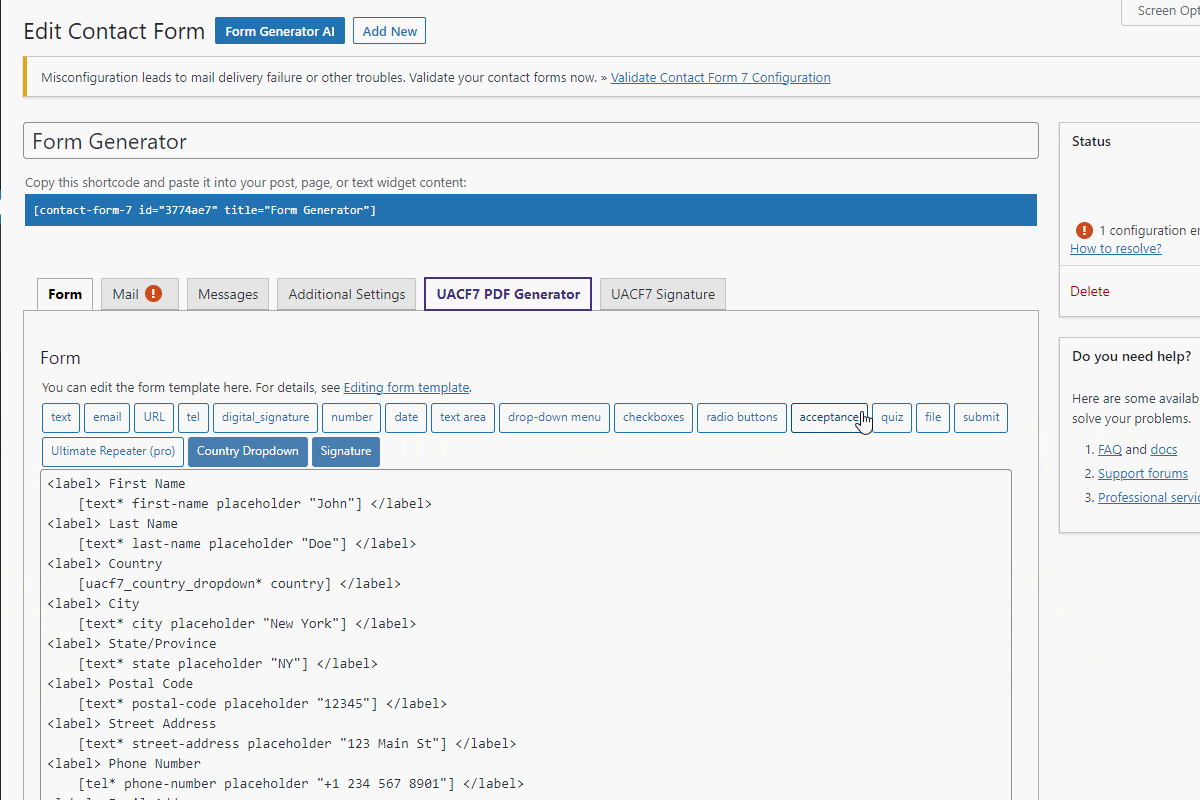 Ai genarate pro forms in contact form 7 with uacf7 | Ultimate Addons for Contact Form 7