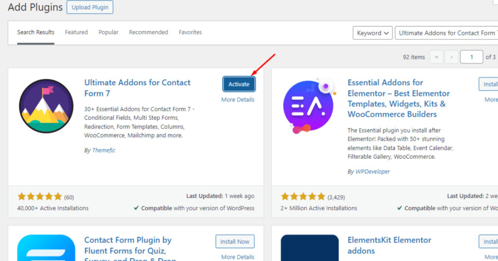 Activate Ultimate Addons For Contact Form 7