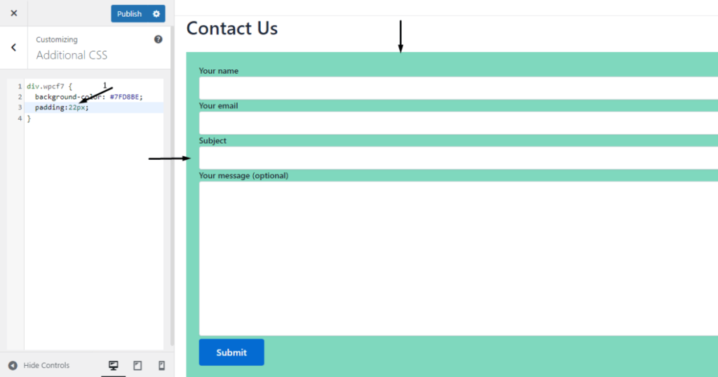 Add padding to the form with CSS