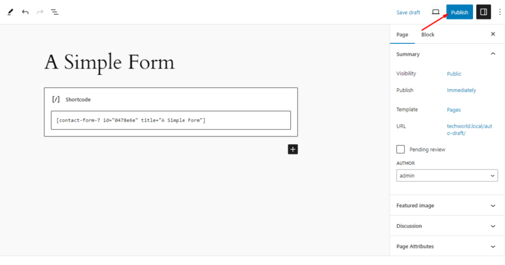 Click the Publish button of a simple form
