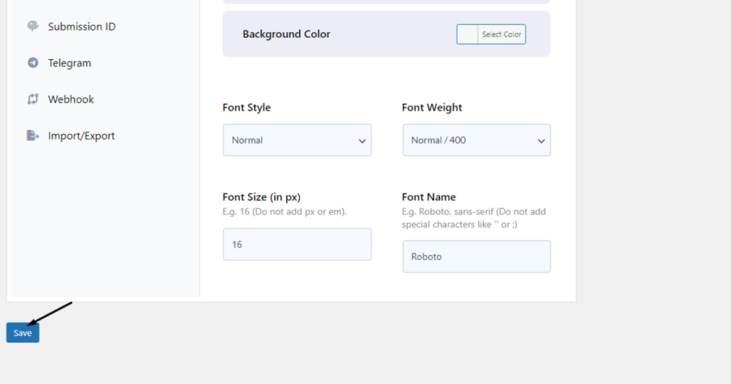 Click the save button in placeholder styling feature