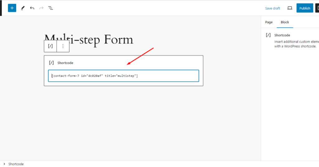 Paste the multi-step form shortcode
