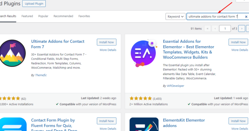 Search Ultimate Addons For Contact Form 7 in the search field