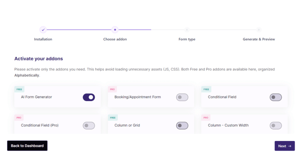 UACF7 Setup Wizard page