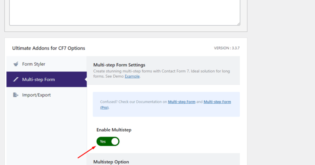 Activate enable multistep feature in UAFC7