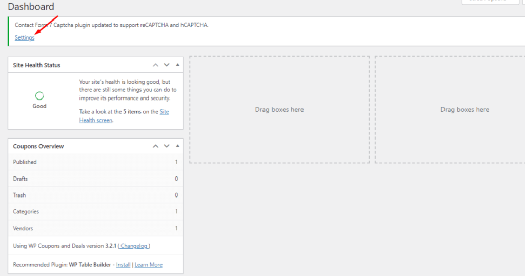 Hit Settings in Contact Form 7 Captcha’s message