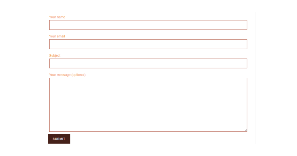 Screenshot of Contact Us form after designing