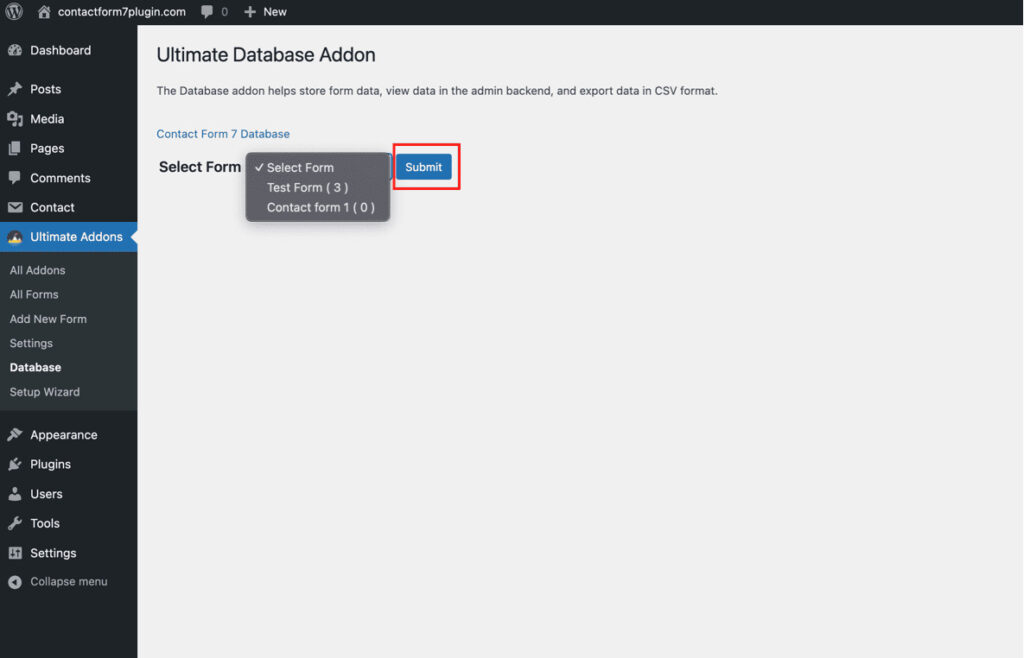 Contact form 7 save to database