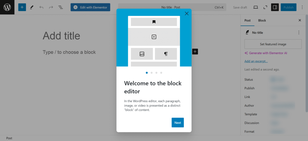 Gutenberg block interface