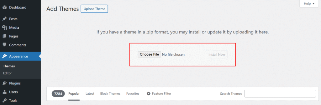 selecting a premium theme to install on your WordPress website