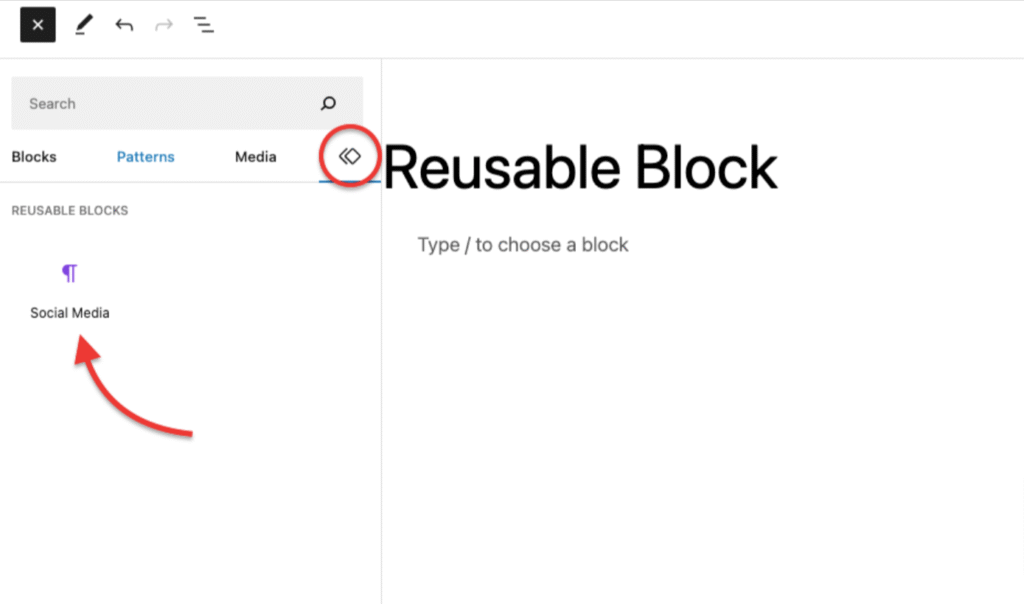 using reusable blocks in wordpress block editor