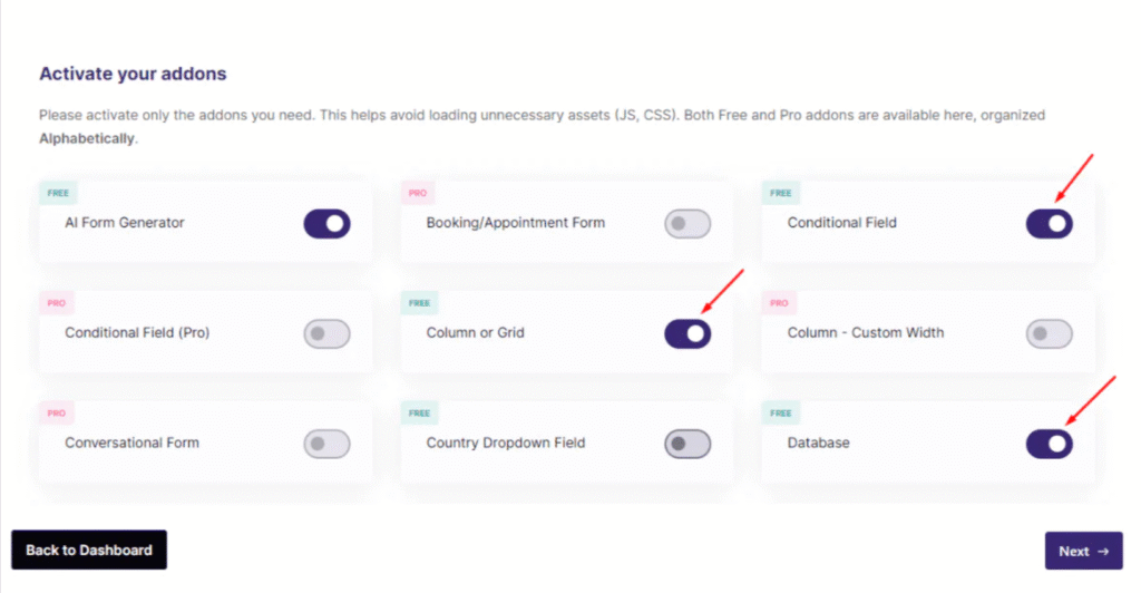 enabling widgets