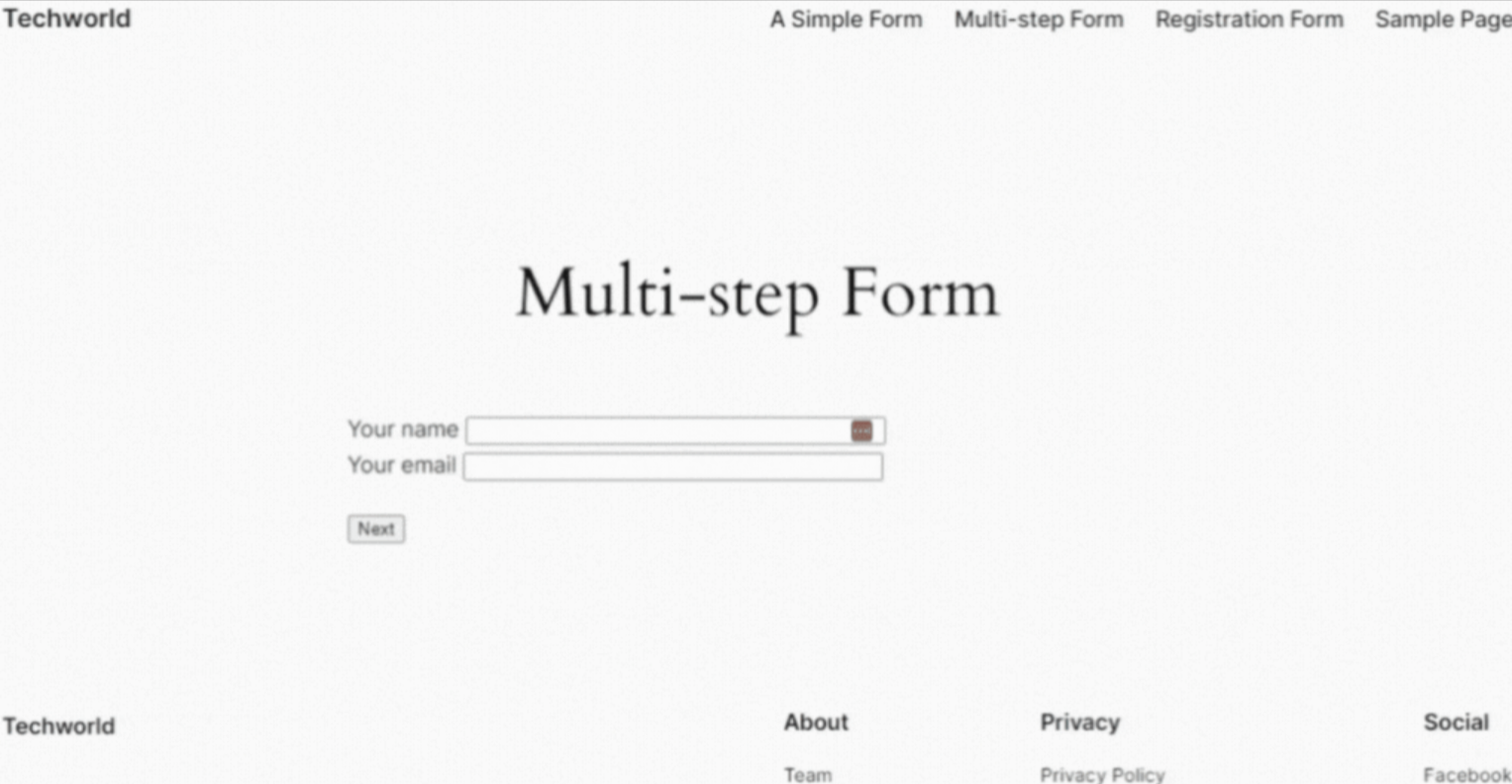 Preview of Contact Form on your Website