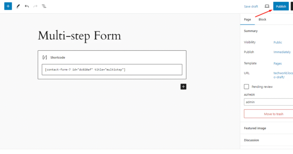 Publishing Contact Form 7