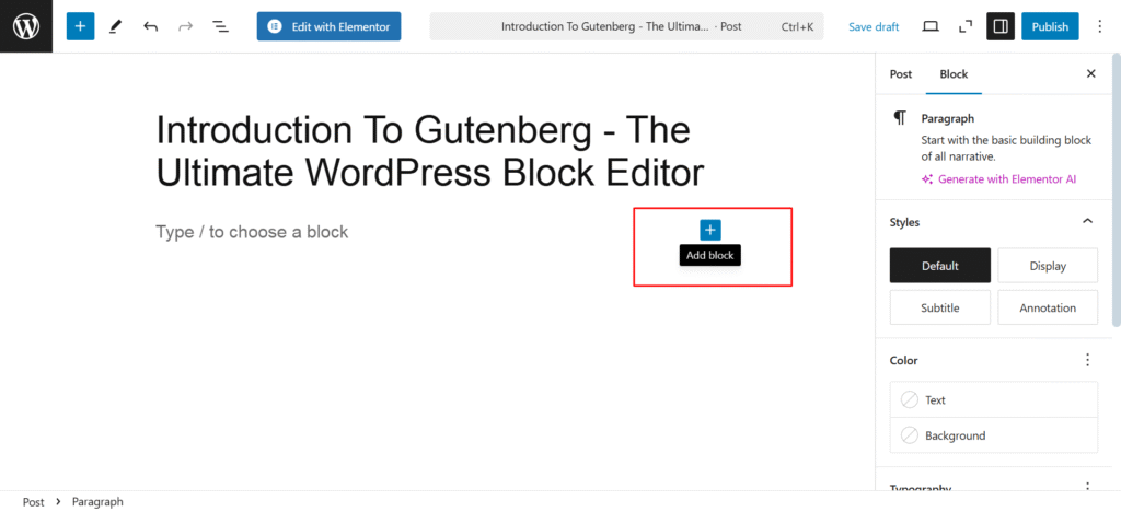 Block Inserter - WordPress Block Editor