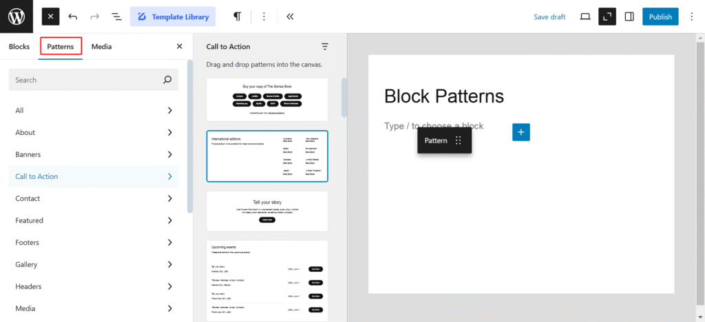 Use of Patterns in WordPress Block Editor