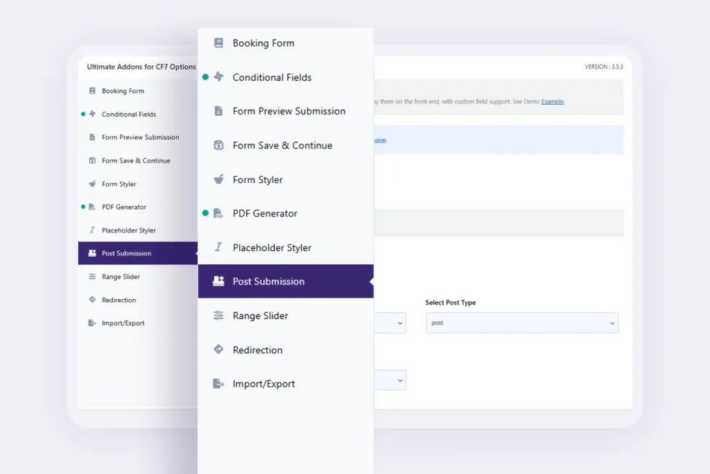 Option Panel Over View 1 | Ultra Addons for Contact Form 7